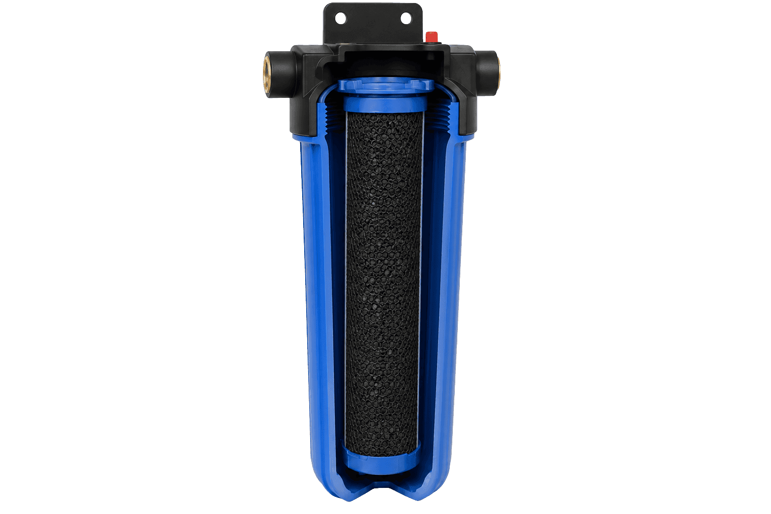 Post-filter cutaway showing its replaceable cartridge